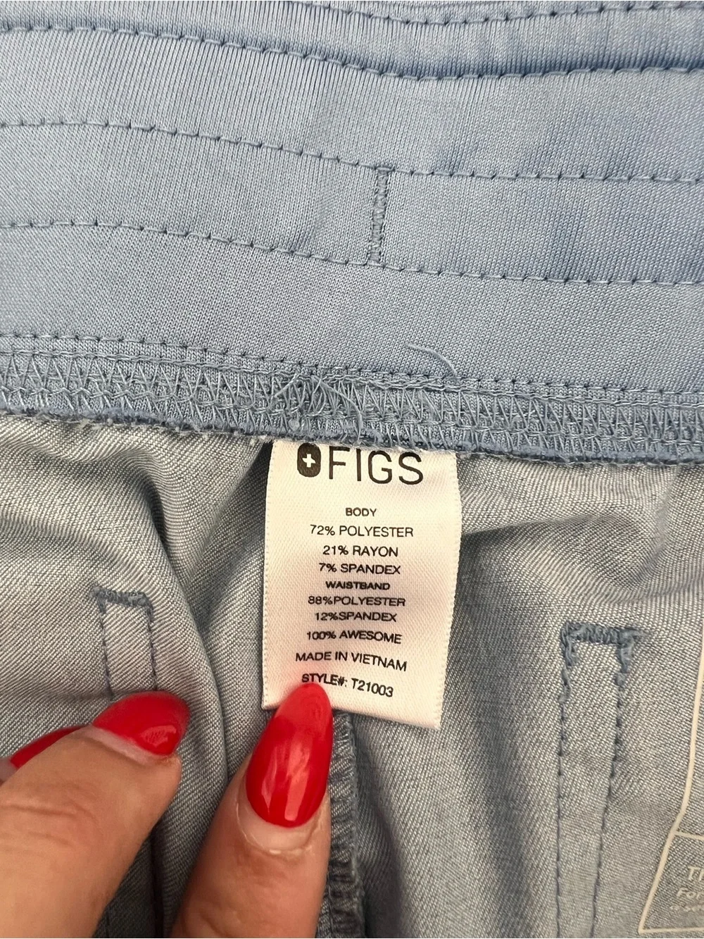 Figs Technical Collection Light Blue Straight Leg Scrub Pants- Large